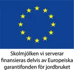 EU-logotyp som visar att mjölken som serveras delvis finansieras av Europeiska garantifonden för jordbruket.